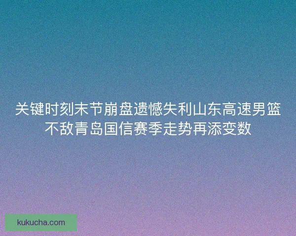 关键时刻末节崩盘遗憾失利山东高速男篮不敌青岛国信赛季走势再添变数